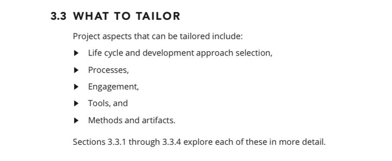Tailoring a Project
